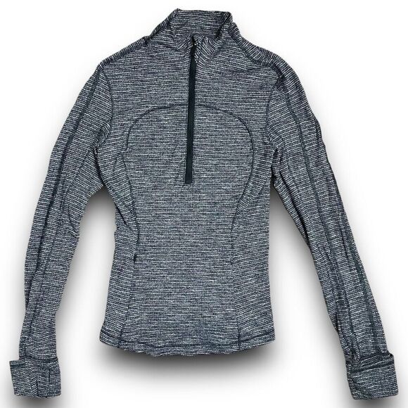 Lululemon WMNS 2 Run Briskly 1/2 Zip Coco Pique Black Rulu Sweat-Wicking W3BXSS - Picture 1 of 10